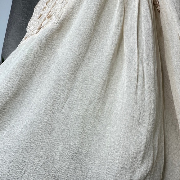 Sundance Women’s Boho Crochet Sheer Long Sleeve Blouse in Ivory Sz S - Picture 12 of 12